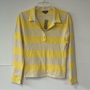 New Women’s J.Crew yellow & cream striped collared long sleeve shirt. Sz Small.